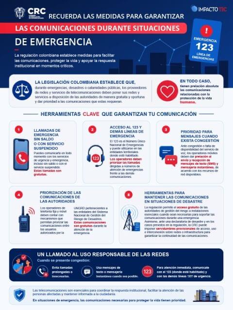 medidas regulatorias garantizan la comunicación en la emergencia